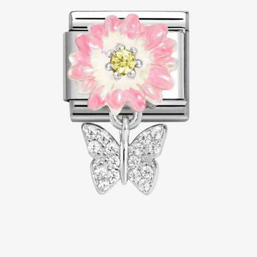 Nomination Pink Flower With Butterfly Pendant Link