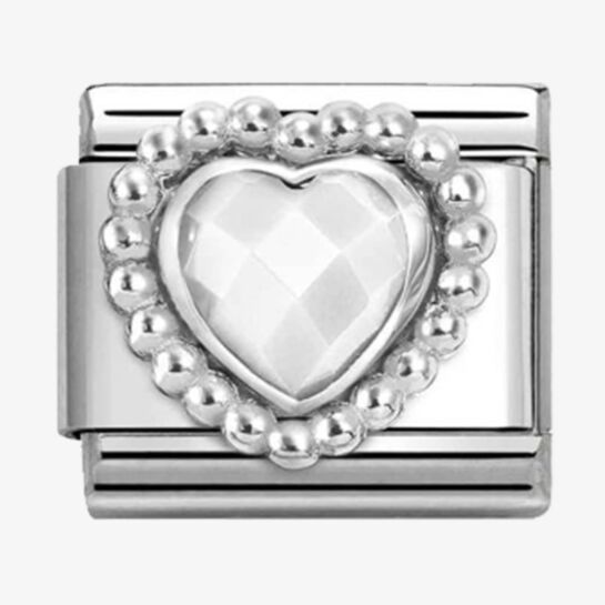 Nomination White Opal Faceted Heart Link