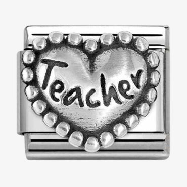 Nomination Teacher Beaded Heart Composable Link