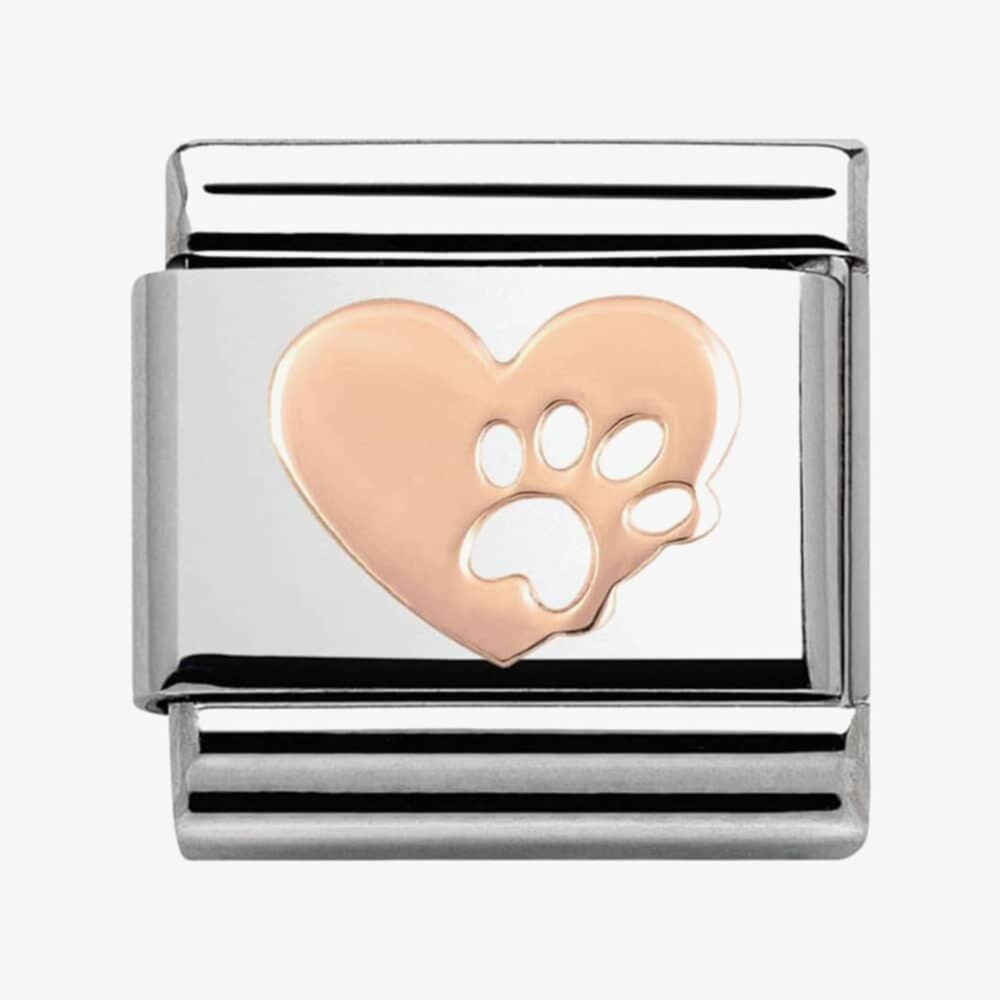 Nomination Rose Gold Heart With Paw Print Link