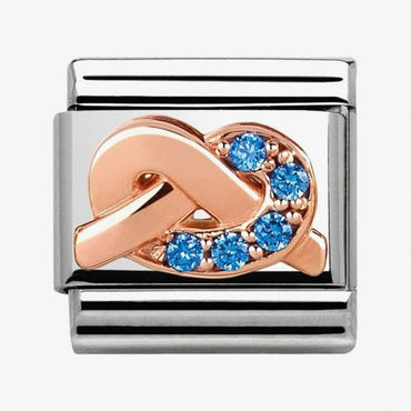 Nomination Rose Gold Blue CZ Knot Link