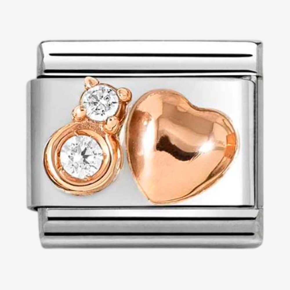 Nomination Rose Gold Heart CZ Composable Link