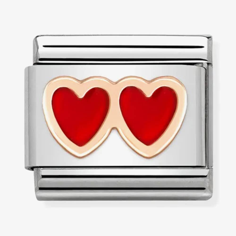 Nomination Double Red Heart Composable Link