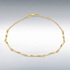 9ct Yellow Gold Diamond Cut Bar Bracelet
