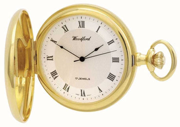 Woodford Full Hunter Gold Plated Shield Design Pocket Watch