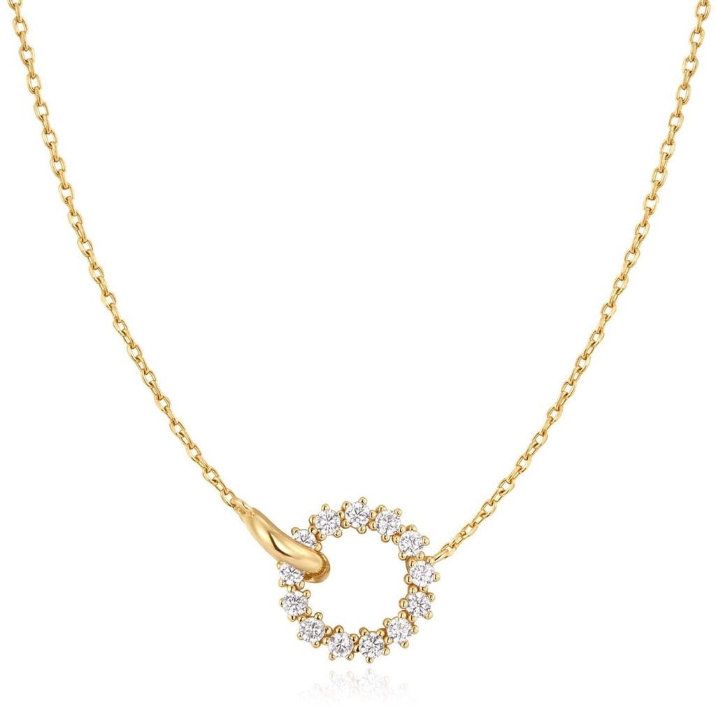 Ania Haie Gold Interlinked Circles Pavé Necklace