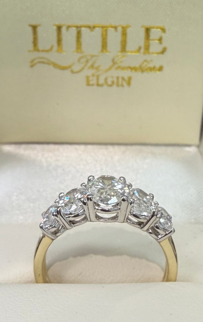 9ct 5 Stone Oval Lab Diamond Ring