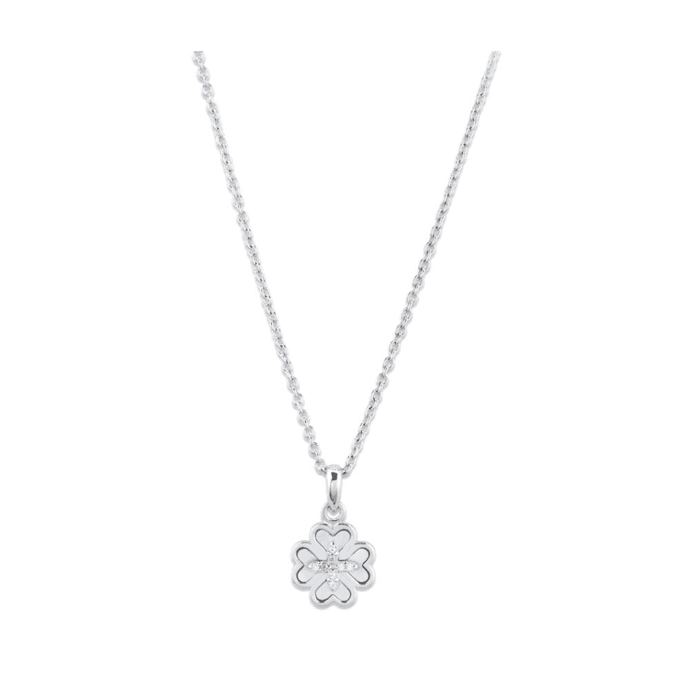 Unique Silver Mother of Pearl Clover Pendant