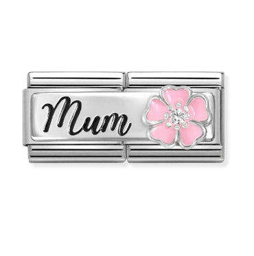 Nomination Mum Pink Flower Double Link