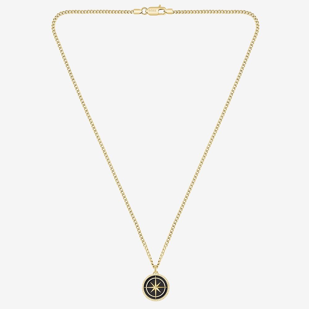 Boss North Gold Finish Medallion Pendant Necklace