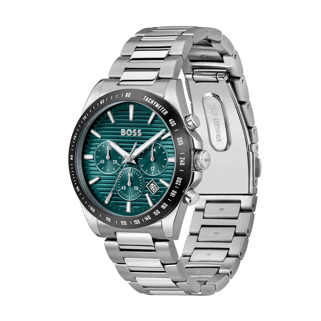 Boss Gents Green Chronograph Watch