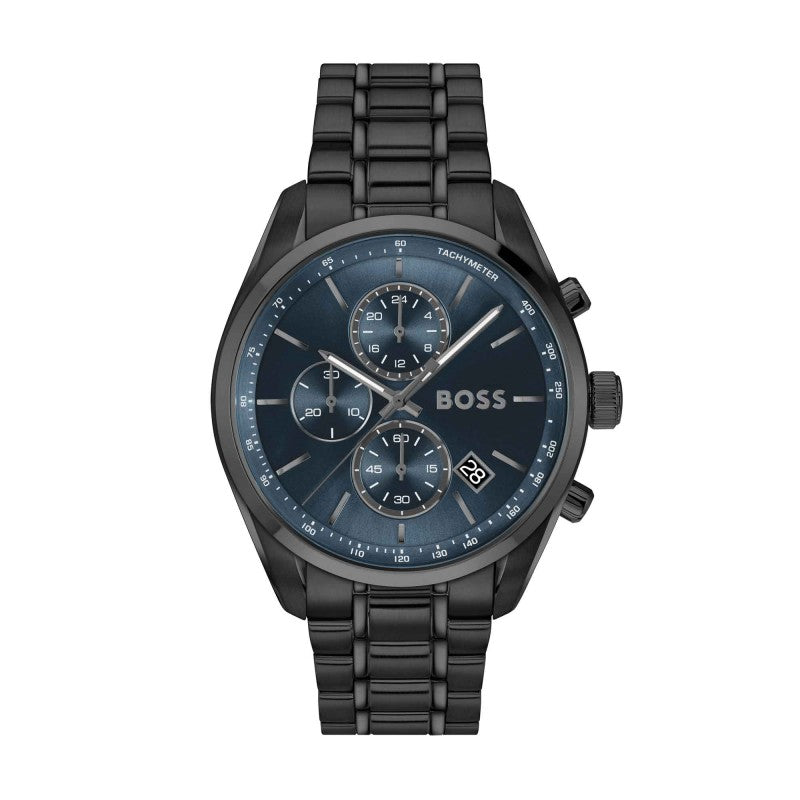 BOSS Mens Grand Prix Chronograph Black Bracelet Watch