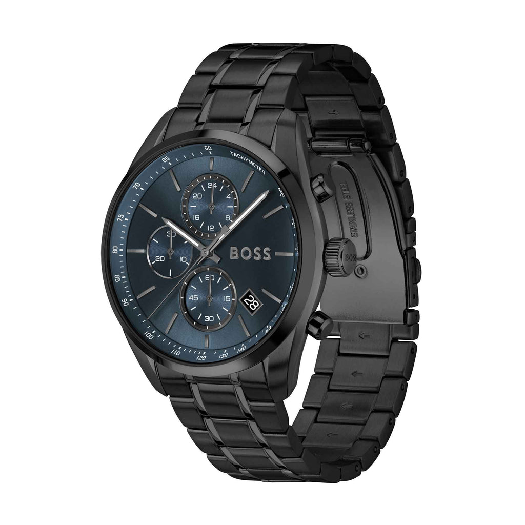 BOSS Mens Grand Prix Chronograph Black Bracelet Watch