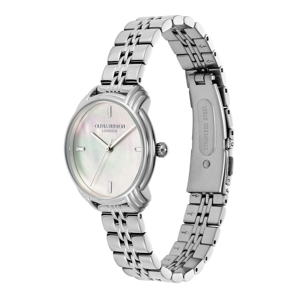 Olivia Burton Classic 30mm Art Deco 2.0 Ivory & Silver Bracelet