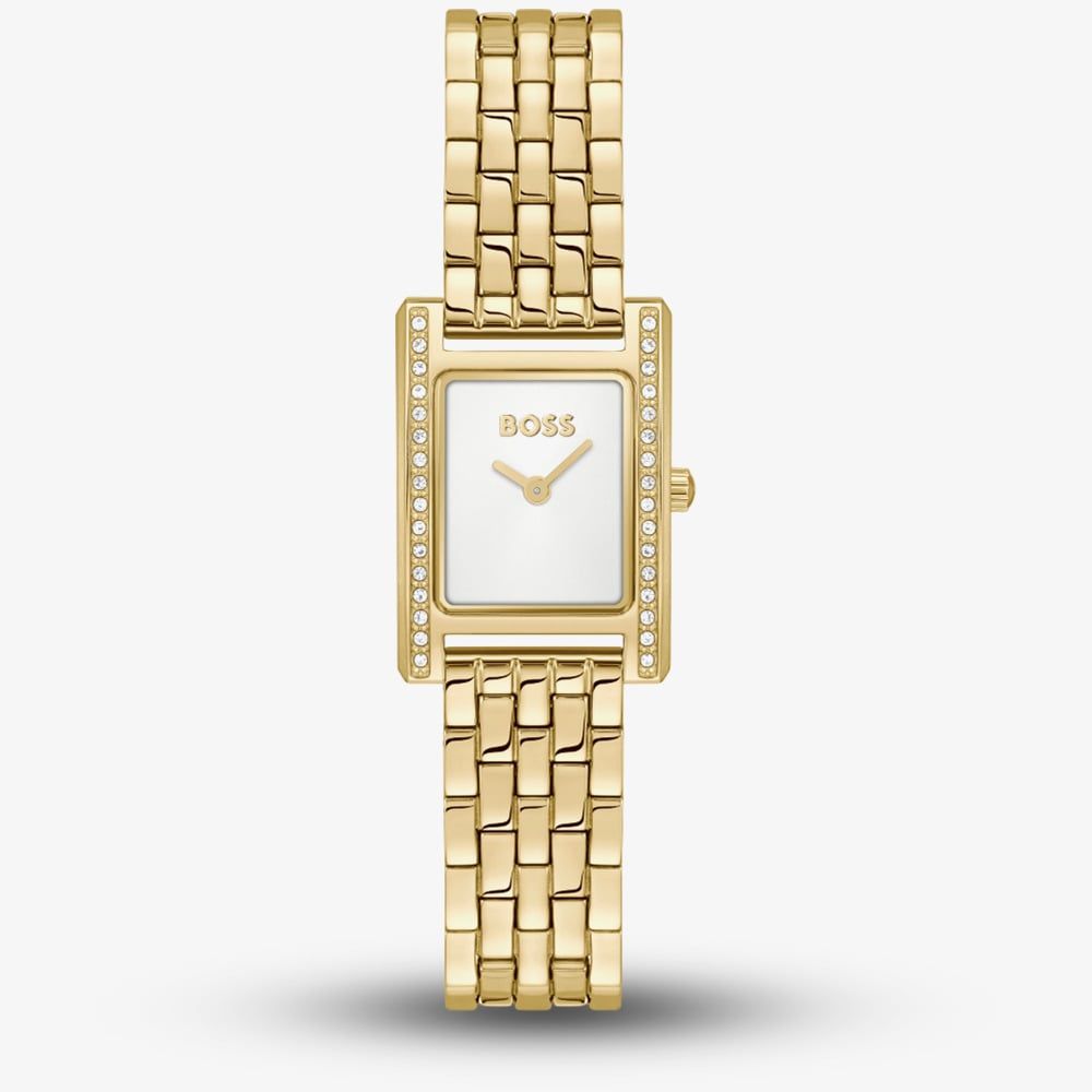 BOSS Lucy Precious Gold Tone Crystal Rectangle Ladies Watch
