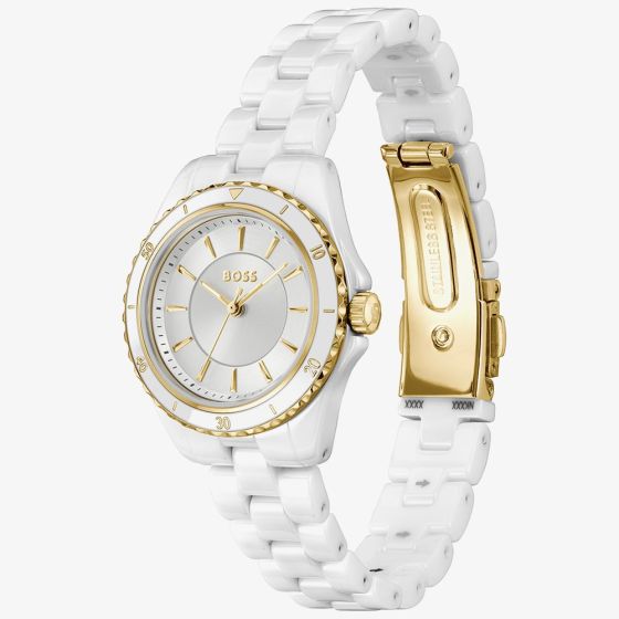 BOSS Ladies White Ceramic Watch