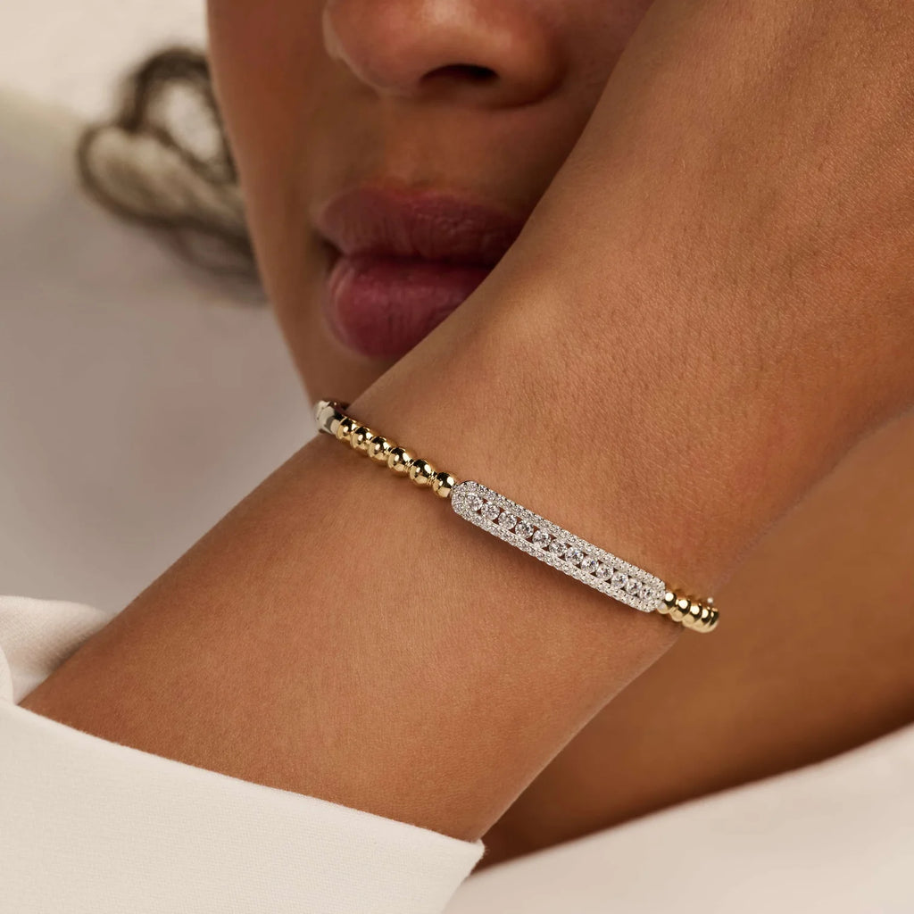 Ti-Sento Beaded Pave Bangle