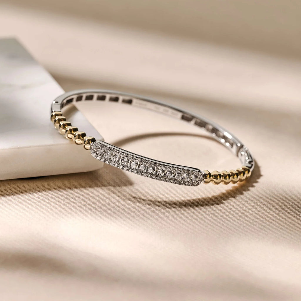 Ti-Sento Beaded Pave Bangle