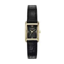 Olivia Burton 16mm Mini Grove Gold & Black Croc Leather Strap Watch
