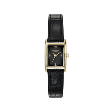 Olivia Burton 16mm Mini Grove Gold & Black Croc Leather Strap Watch