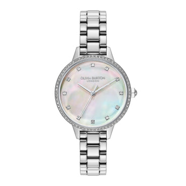 Olivia Burton 34mm Captivate Mother of Pearl & Silver Bracelet Watch