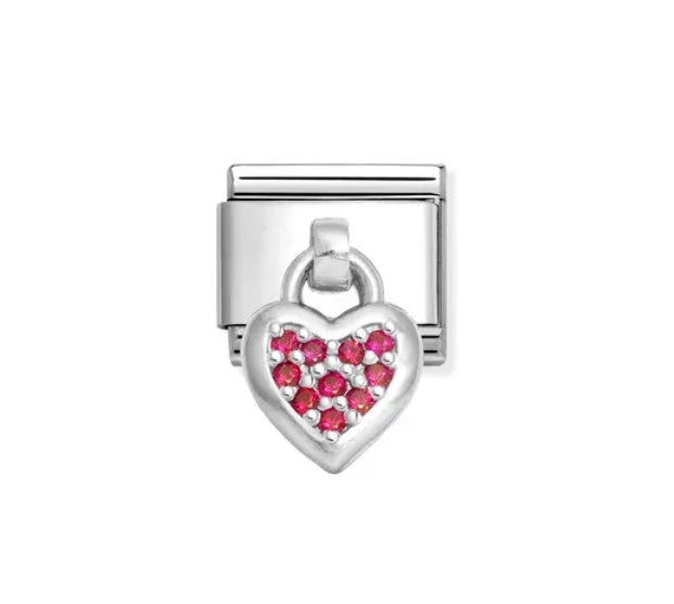 Nomination Red CZ Heart Pendant Link