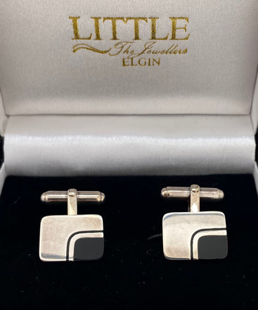 Silver Black Onyx Cufflinks