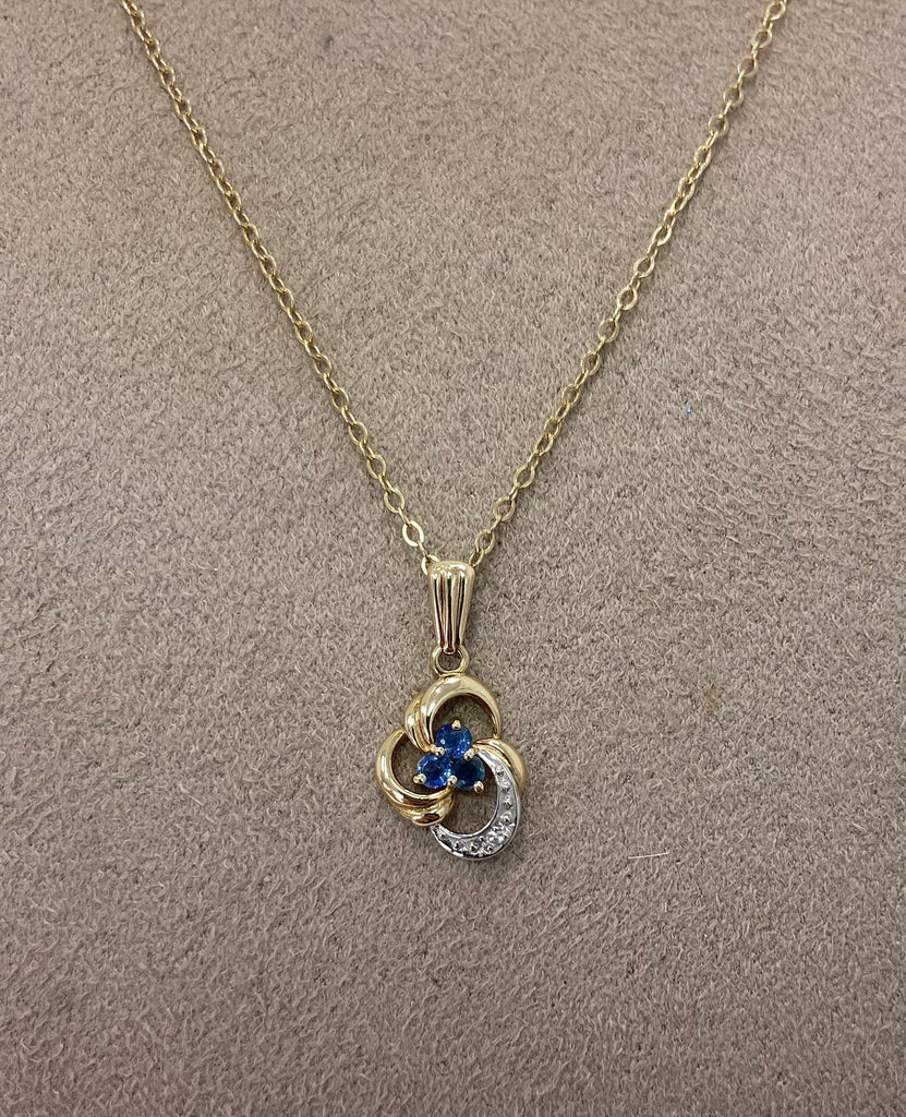 Vintage 9ct Sapphire & Diamond Pendant
