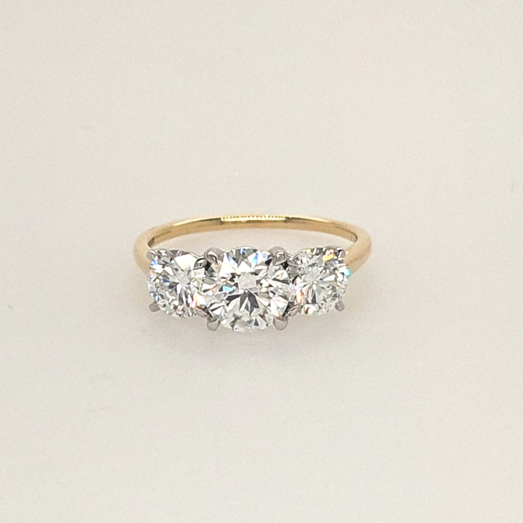 Laboratory Grown 18ct Yellow Gold 2ct Diamond Trilogy Ring
