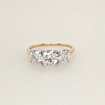 Laboratory Grown 18ct Yellow Gold 2ct Diamond Trilogy Ring