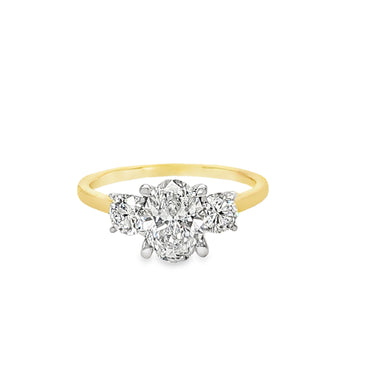 Laboratory Grown 18ct Yellow Gold 1.50ct Oval Cut Diamond Trilogy Ring