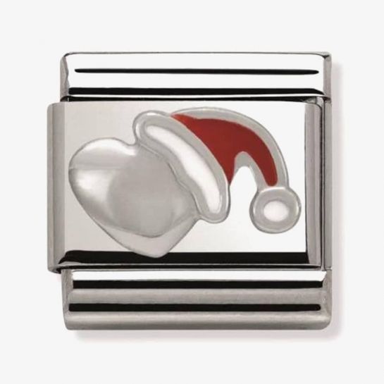 Nomination Silver Heart with Santa Hat Link