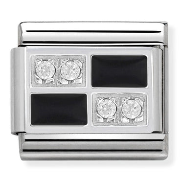 Nomination Black Chessboard CZ Composable Link