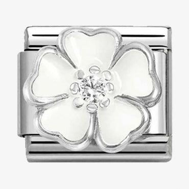 Nomination White Flower CZ Composable Link