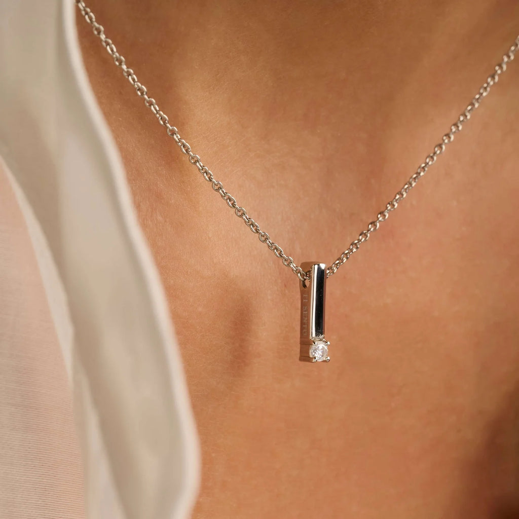 Ti-Sento Zirconia Bar Necklace