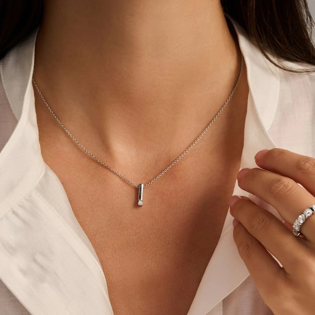 Ti-Sento Zirconia Bar Necklace