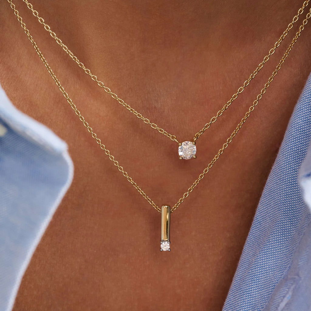 Ti-Sento Zirconia Bar Necklace