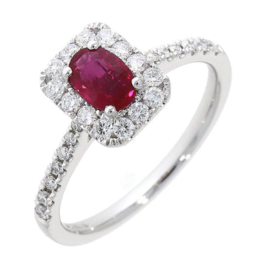 18ct White Gold  Ruby and Diamond Cluster Ring