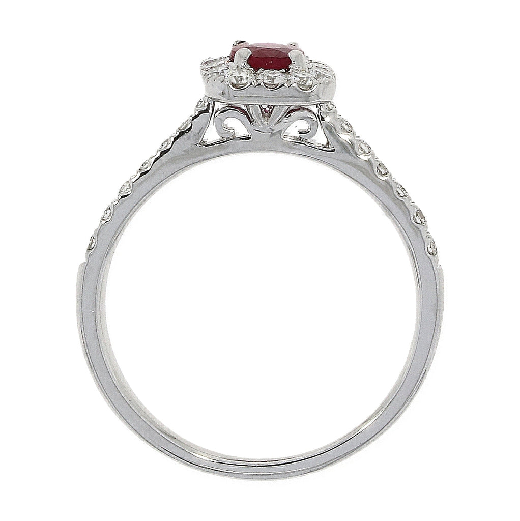 18ct White Gold  Ruby and Diamond Cluster Ring