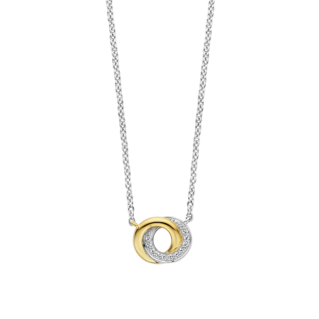 Ti-Sento Two-Tone Double Circle Necklet