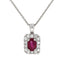 18ct White Gold Ruby and Diamond Cluster Pendant
