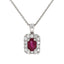 18ct White Gold Ruby and Diamond Cluster Pendant