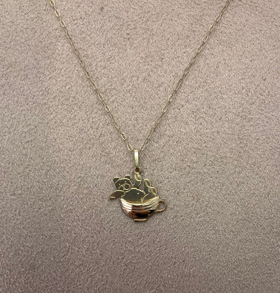 Pre-Loved 9ct Teddy in Teacup Pendant