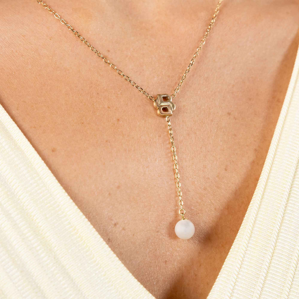 Boss Mirelle Gold Tone Pearl Drop Necklace