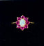 Vintage 9ct Opal and Ruby Floral Cluster Ring