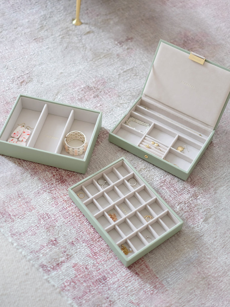 Stackers Sage Green 3 Drawer Jewellery Box