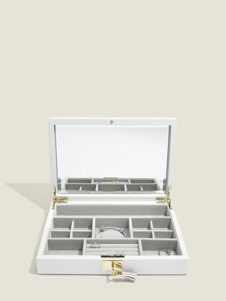 Stackers Orchid White Leather Jewellery Box