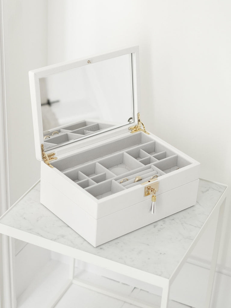 Stackers Orchid White Leather Jewellery Box