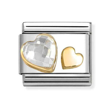 Nomination White CZ And Gold Hearts Composable Link
