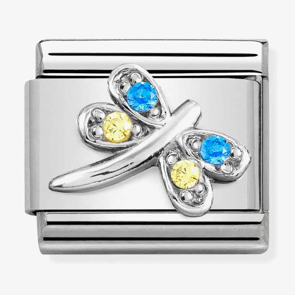 Nomination Blue and Yellow CZ Dragonfly Link